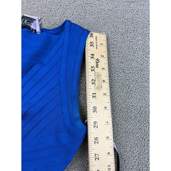 Hervé Léger Women's Medium Blue V Neck Dress Gown - Picture 8 of 16